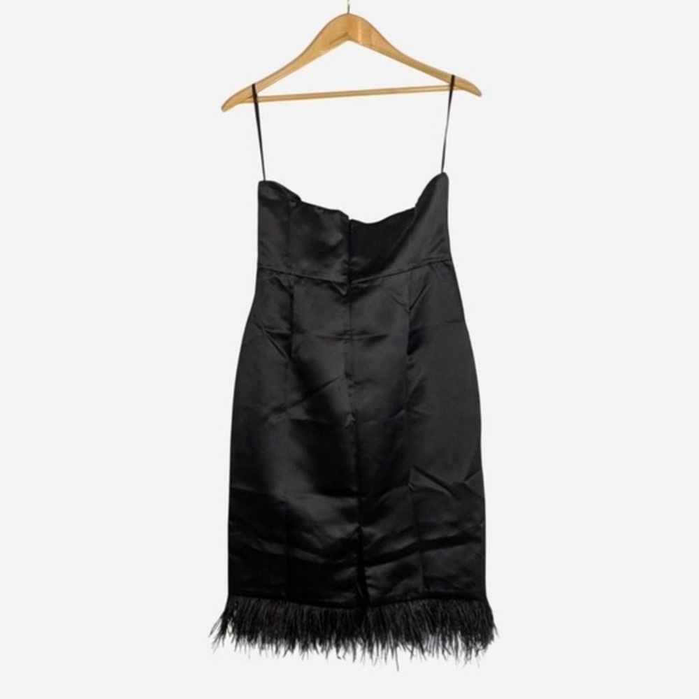 Camilyn Beth Sheila Feather Hem Satin Midi Dress Black NWT Size 8 - Picture 5 of 9